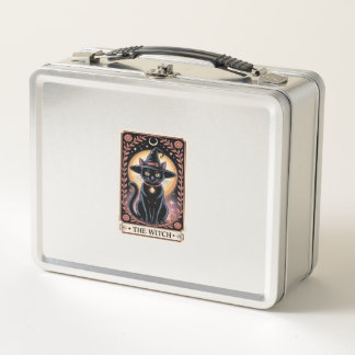 Halloween Witch Aesthetic Cat Lovers Gothic Tarot Metal Lunch Box