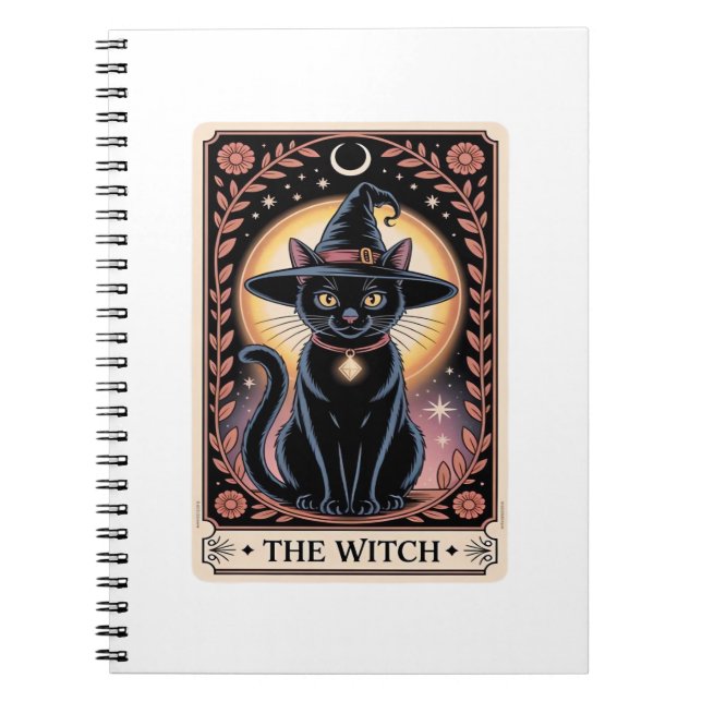Halloween Witch Aesthetic Cat Lovers Gothic Tarot  Notebook (Front)