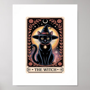 Halloween Witch Aesthetic Cat Lovers Gothic Tarot  Poster