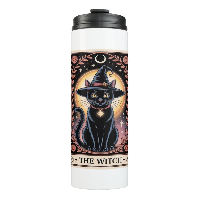 Halloween Witch Aesthetic Cat Lovers Gothic Tarot  Thermal Tumbler (Front)