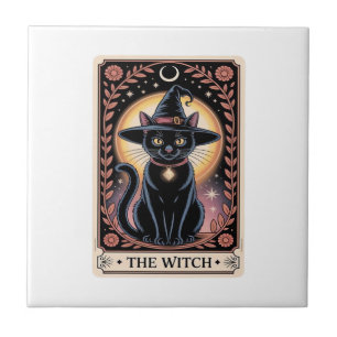 Halloween Witch Aesthetic Cat Lovers Gothic Tarot Tile