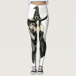 Halloween Witch and Boy: Dark Magic Duo Leggings