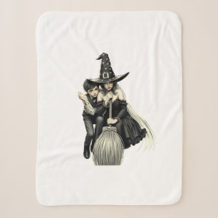 Halloween Witch and Boy: Dark Magic Duo Sherpa Blanket