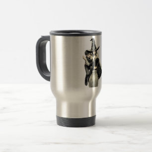 Halloween Witch and Boy: Dark Magic Duo Travel Mug