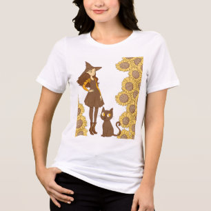 “Halloween Witch and Cat Bella+Canvas Tri-Blend T- Shirt