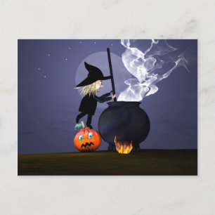 Halloween Witch and Cauldron Postcard