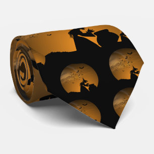 Halloween Witch and Cauldron with Bats Tie