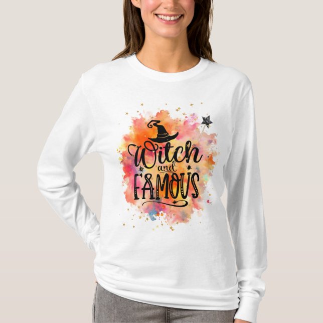 Halloween Witch and Famous  T-Shirt (Front)
