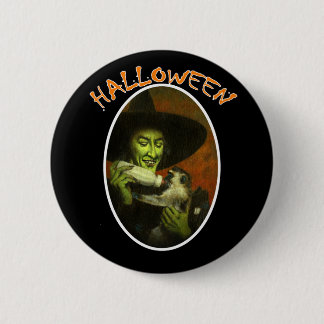 Halloween Witch And Flying Monkey 6 Cm Round Badge