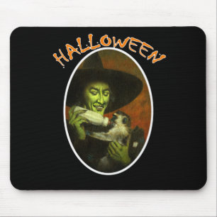 Halloween Witch And Flying Monkey Mouse Mat
