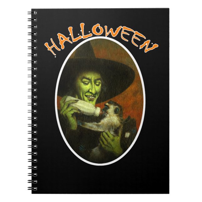 Halloween Witch And Flying Monkey Notebook (Front)
