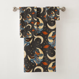 Halloween Witch and Moon Bath Towel Set