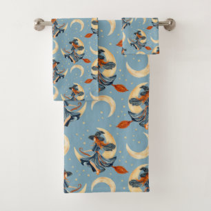 Halloween Witch and Moon Bath Towel Set