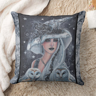 Halloween witch and owl cushion