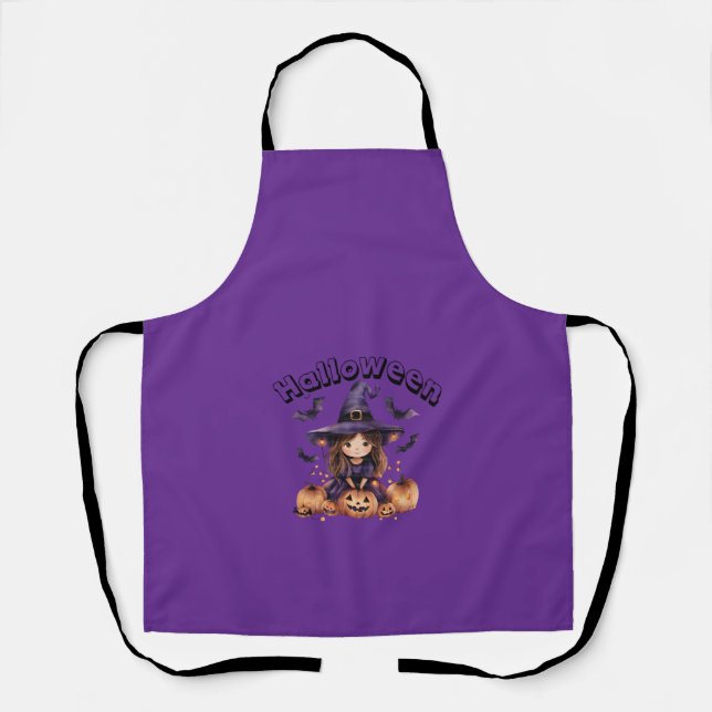 Halloween Witch and Pumpkins Apron (Front)