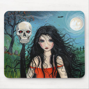 Halloween Witch and Skull Mousepad