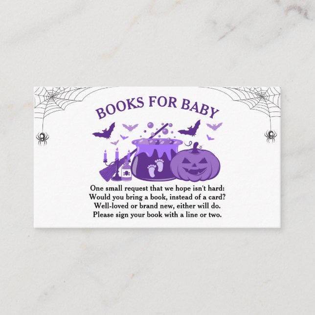 Halloween Witch Baby Shower Books for Baby Enclosure Card (Front)