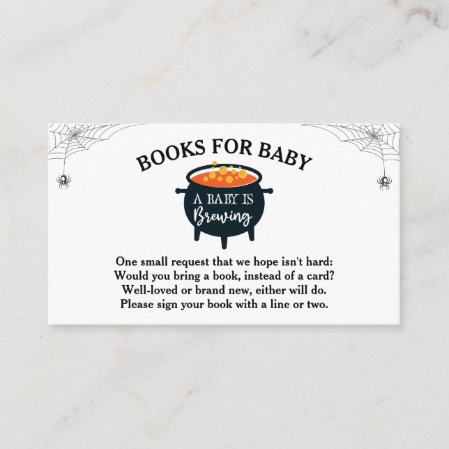 Halloween Witch Baby Shower Books for Baby Enclosure Card (Front)