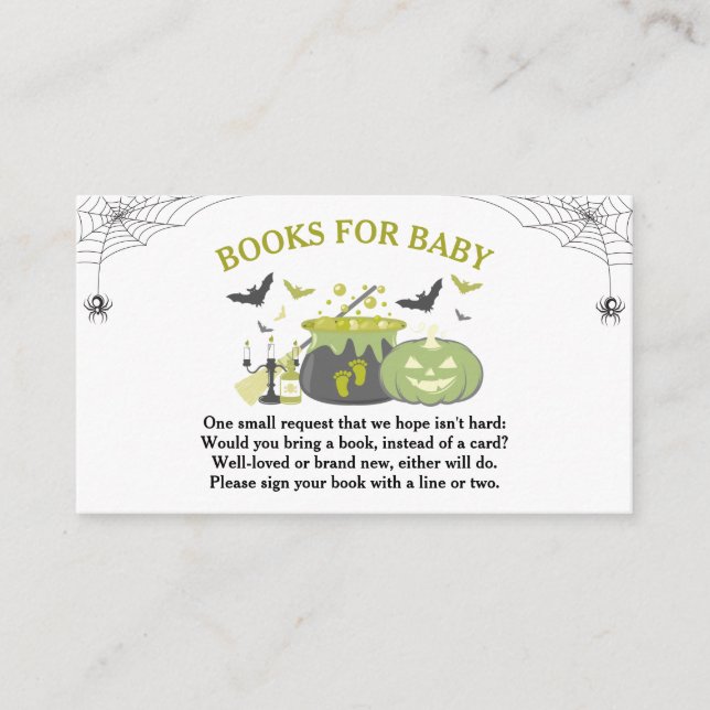 Halloween Witch Baby Shower Books for Baby Enclosure Card (Front)