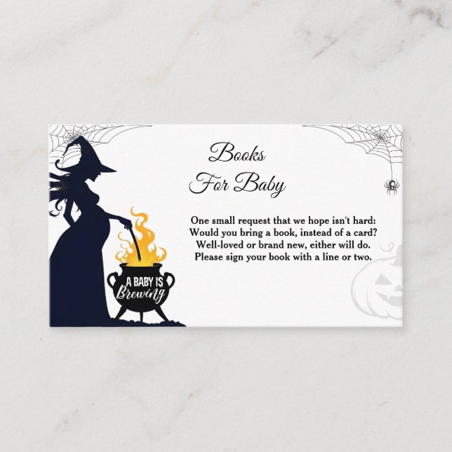 Halloween Witch Baby Shower Books for Baby Enclosure Card (Front)