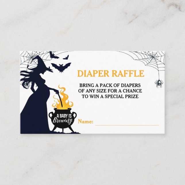 Halloween Witch Baby Shower Diaper Raffle Enclosure Card (Front)