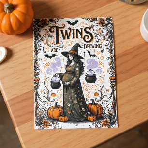 Halloween Witch Baby Shower - Twins Are Brewing I Invitation