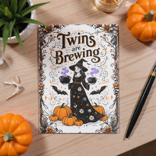 Halloween Witch Baby Shower - Twins Are Brewing I Invitation
