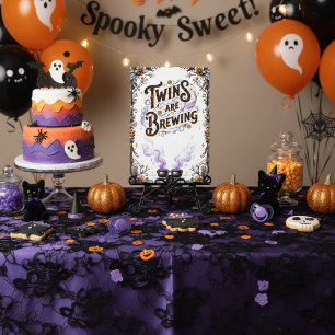 Halloween Witch Baby Shower - Twins Are Brewing Invitation