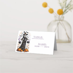 Halloween Witch Baby Shower - Twins Are Brewing Place Card