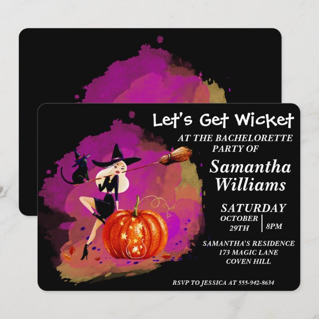 Halloween Witch Bachelorette Party Invitation (Front/Back)