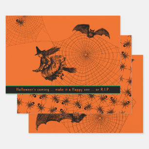 Halloween Witch Bat Spider 3-pc Paper Sheet Set