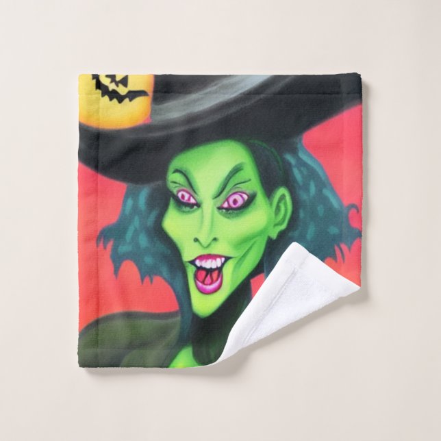 Halloween Witch Bath Towel Set (Wash Cloth)
