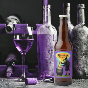 Halloween Witch Beer Bottle Label