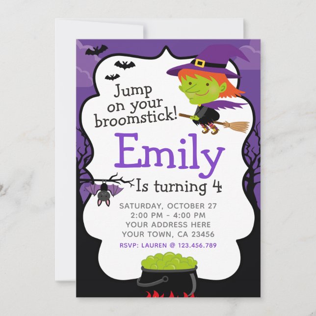 Halloween Witch Birthday Invitation (Front)