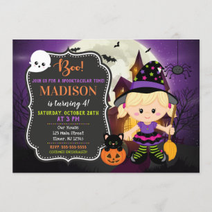 Halloween Witch Birthday Invitation