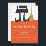 Halloween Witch Birthday Party Invitation<br><div class="desc">Customise this cute Halloween Witch Birthday Party Invitation by clicking on the customise button. 
Coordinating items available in my store.</div>