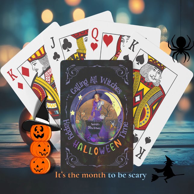  Halloween Witch Birthday party Playing Cards (Halloween Witch Birthday party Poker Cards)