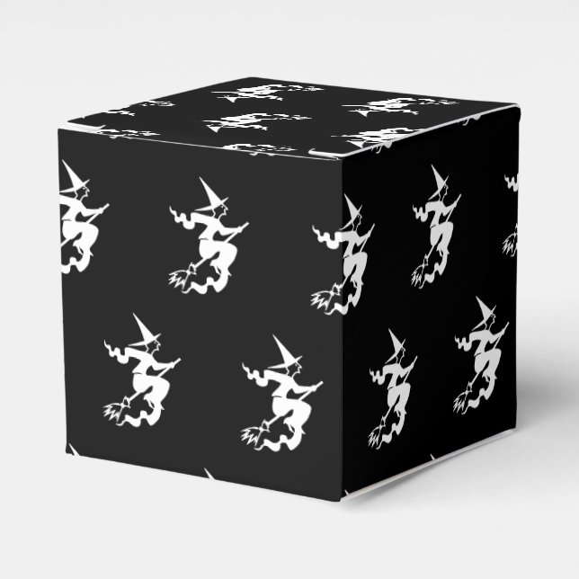 Halloween witch black and white pattern favour box (Front Side)