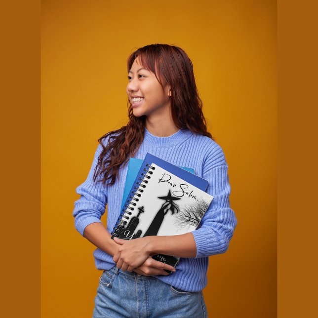 Halloween Witch Black and White Spiral Notebook (Cute Halloween Black & White Witch Spiral Notebook. )