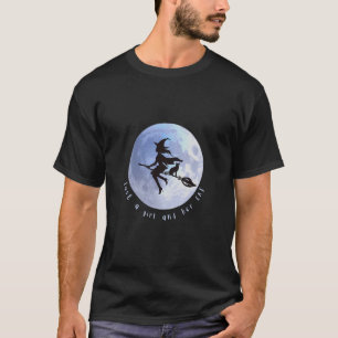 Halloween Witch Black Cat Moon Girl Spooky Fun T-Shirt