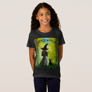 Halloween Witch Black Cat Spooky Watercolor T-Shirt