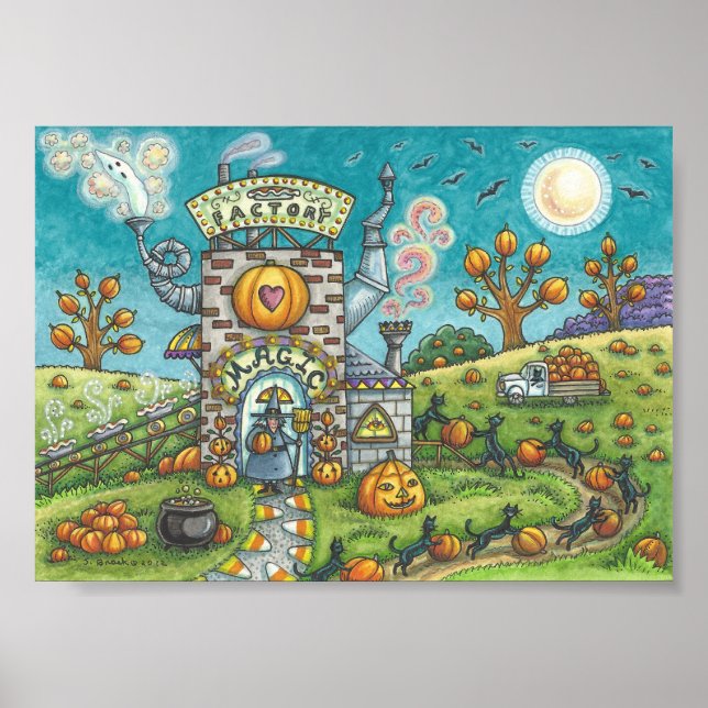 Halloween WITCH & BLACK CATS PIE FACTORY POSTER Sm (Front)