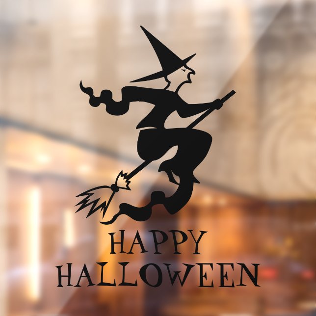 Halloween witch black custom text decorations window cling (Sheet 2)
