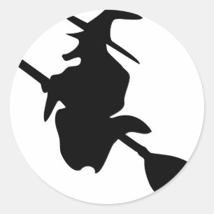halloween witch black icon classic round sticker
