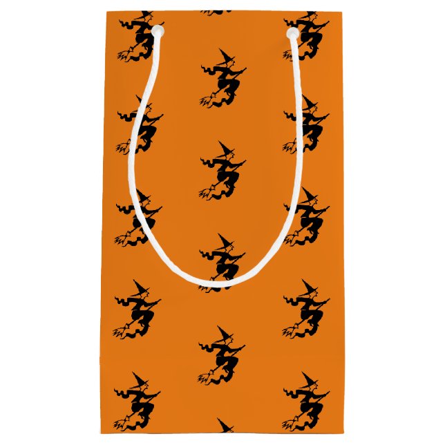 Halloween witch black orange pattern favours small gift bag (Front)