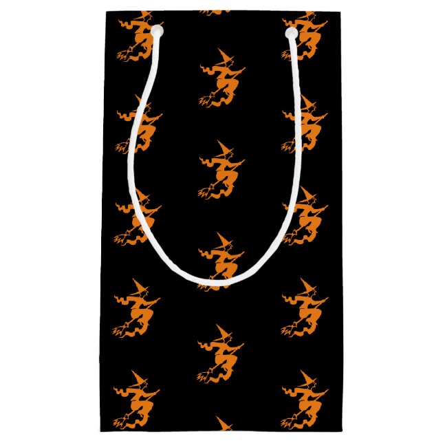 Halloween witch black orange pattern small gift bag (Front)