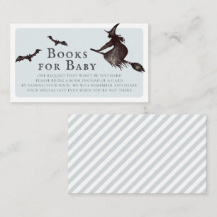 Halloween Witch Blue Baby Shower Books for Baby Enclosure Card