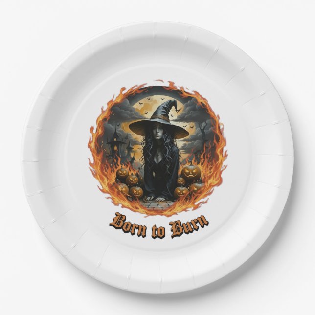 Halloween; Witch; Born to Burn; Jack; Paper Napkin Paper Plate (Front)
