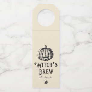 Halloween Witch Brew Bottle Vintage pumpkin Tag