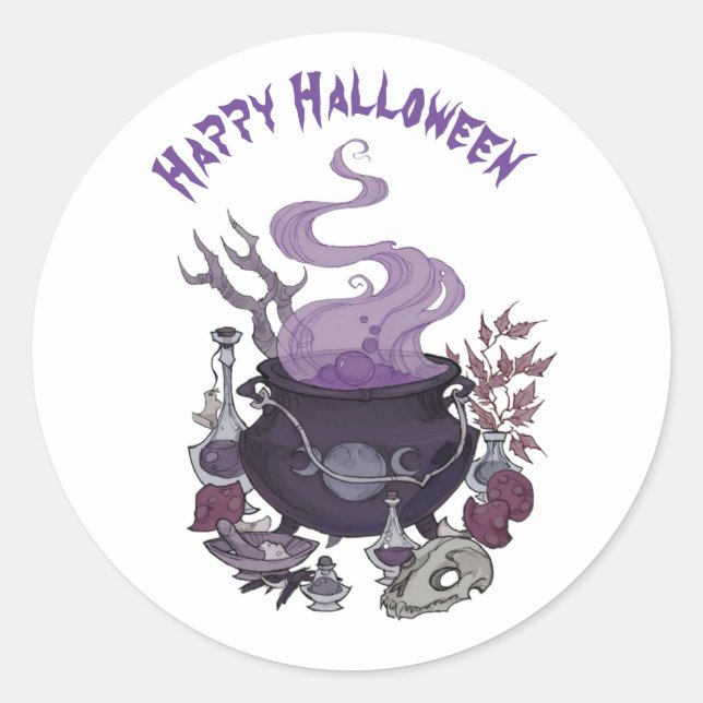 Halloween Witch Brew  Classic Round Sticker (Front)